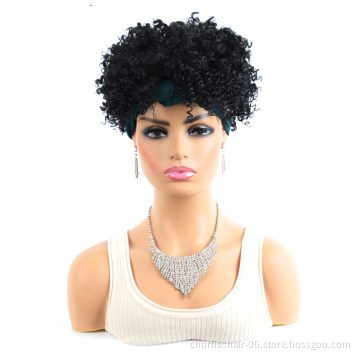 Wholesale Natural Blonde Black Kinky Cruly With Scarf And Bangs Short Heat Resistant Afro Synthetic Hair Headband Wigs For Women